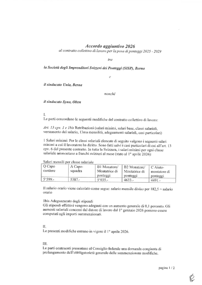 Accordo aggiuntivo 2026